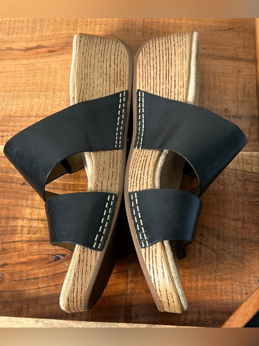 Dansko black leather slip on wedges size 41